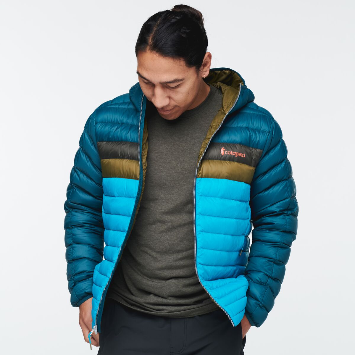 Fuego Down Hooded Jacket - Men's, Deep Ocean/Mineral Blue