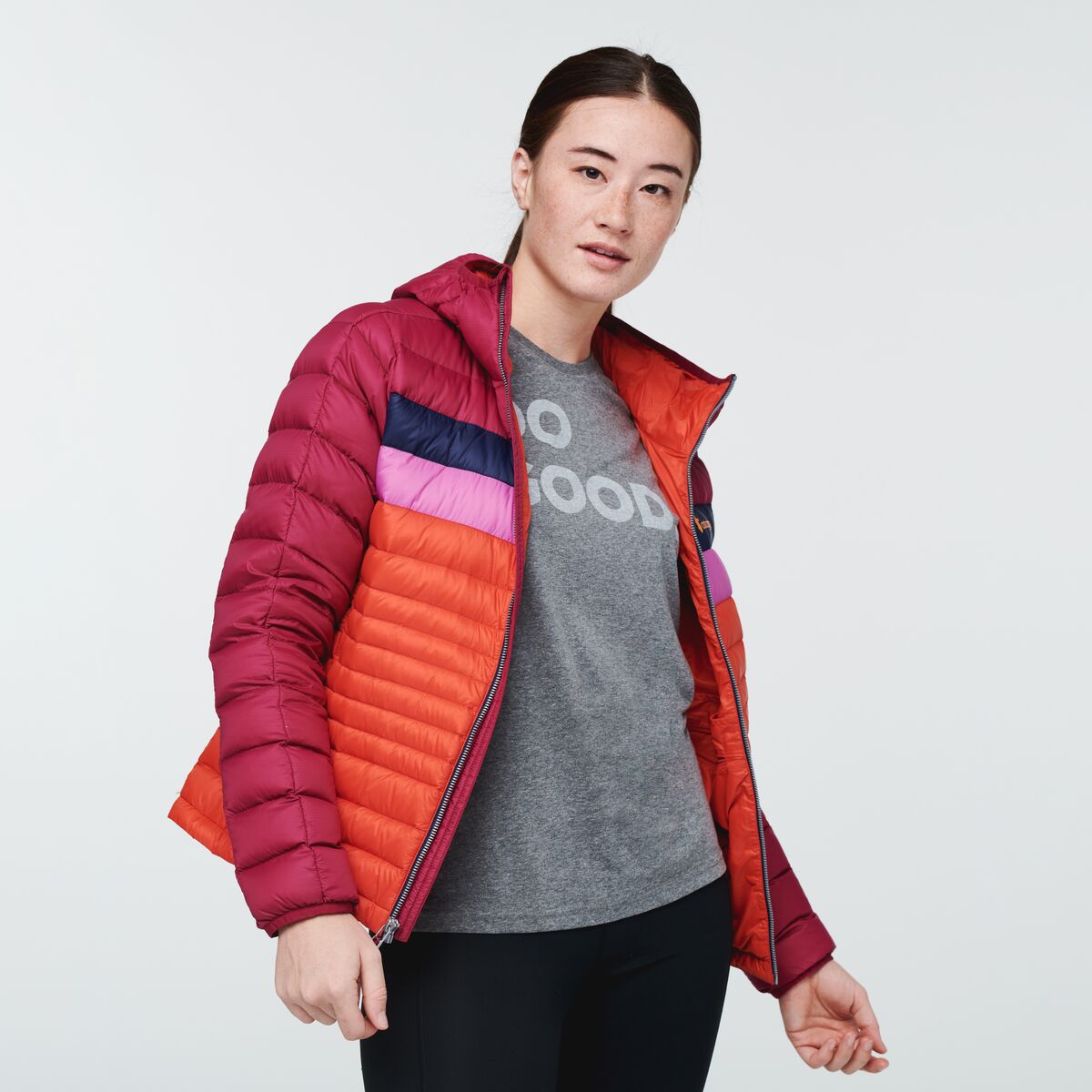 Fuego Down Hooded Jacket - Women's, Raspberry/Canyon