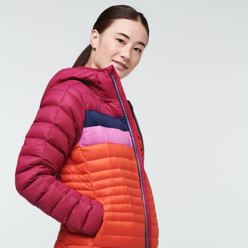 Fuego Down Hooded Jacket - Women's, Raspberry/Canyon