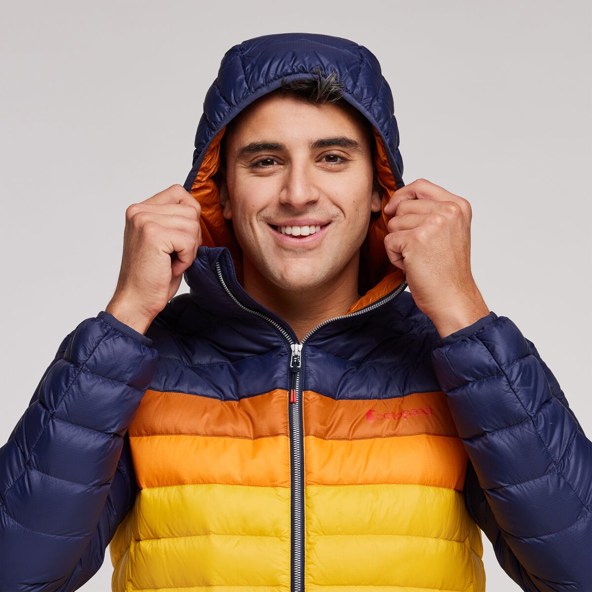 Fuego Hooded Down Jacket - Men's, Maritime/Sunset