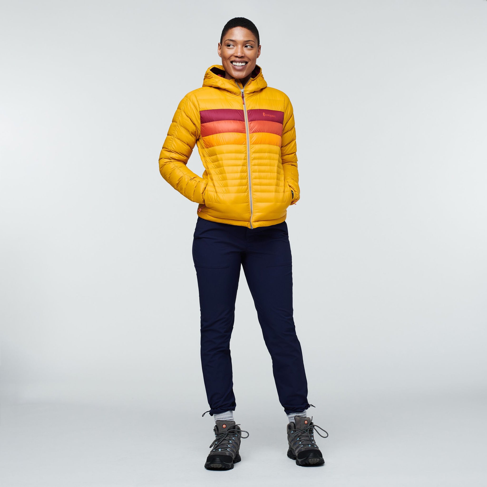 Fuego Down Hooded Jacket - Women's, Amber Stripes