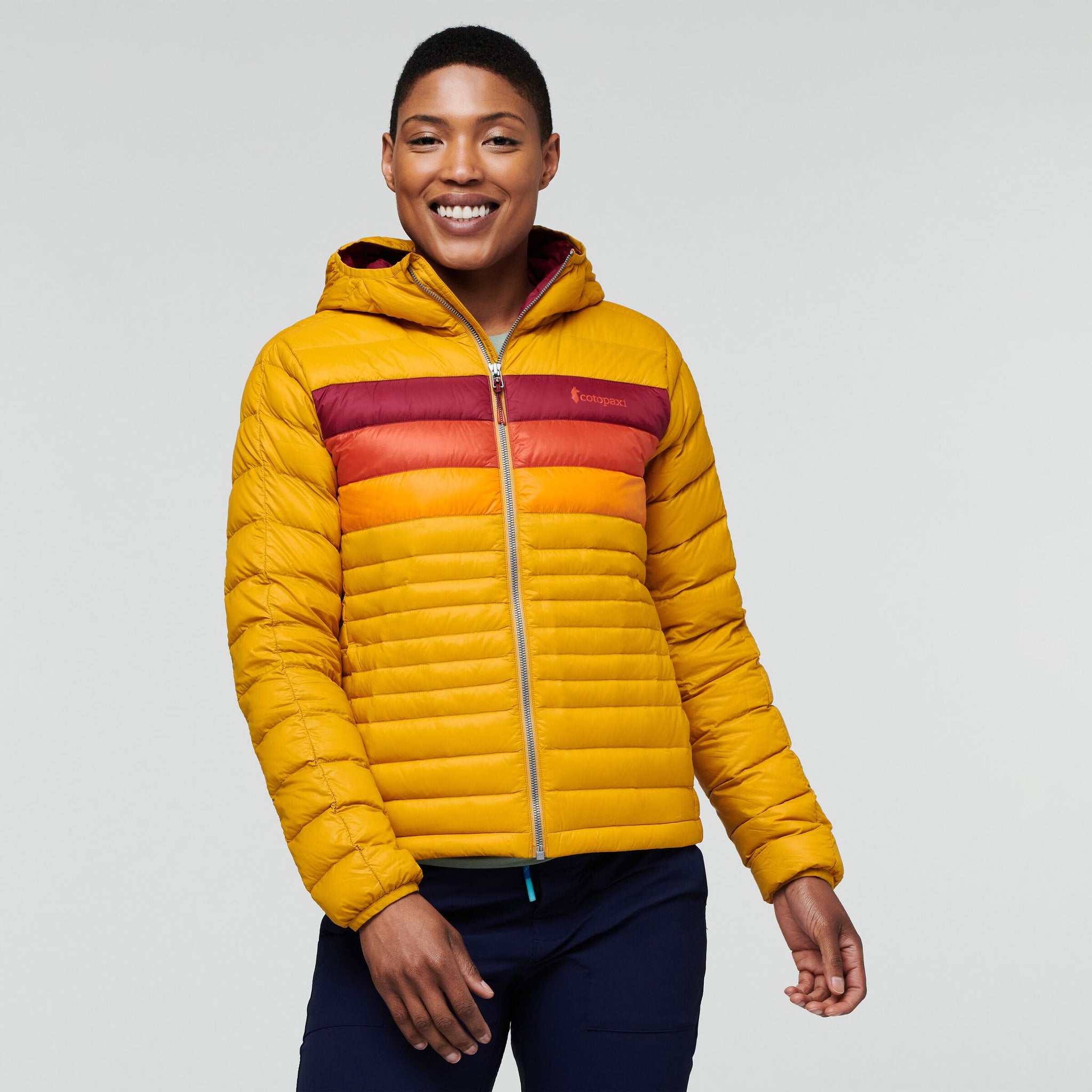 Fuego Down Hooded Jacket - Women's, Amber Stripes