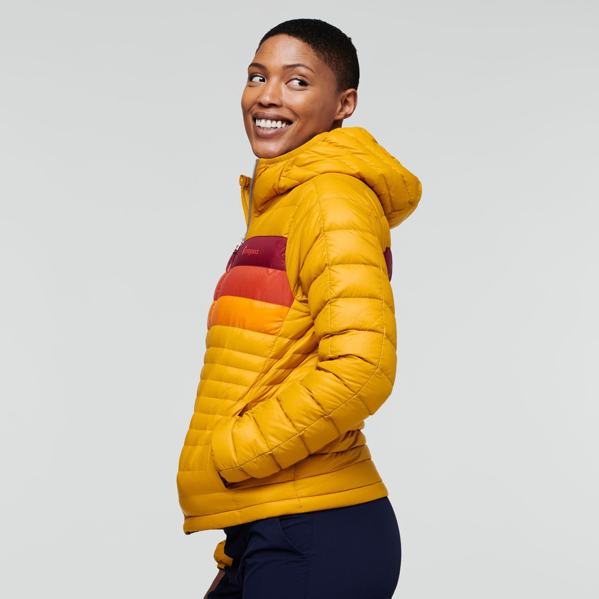 Fuego Down Hooded Jacket - Women's, Amber Stripes