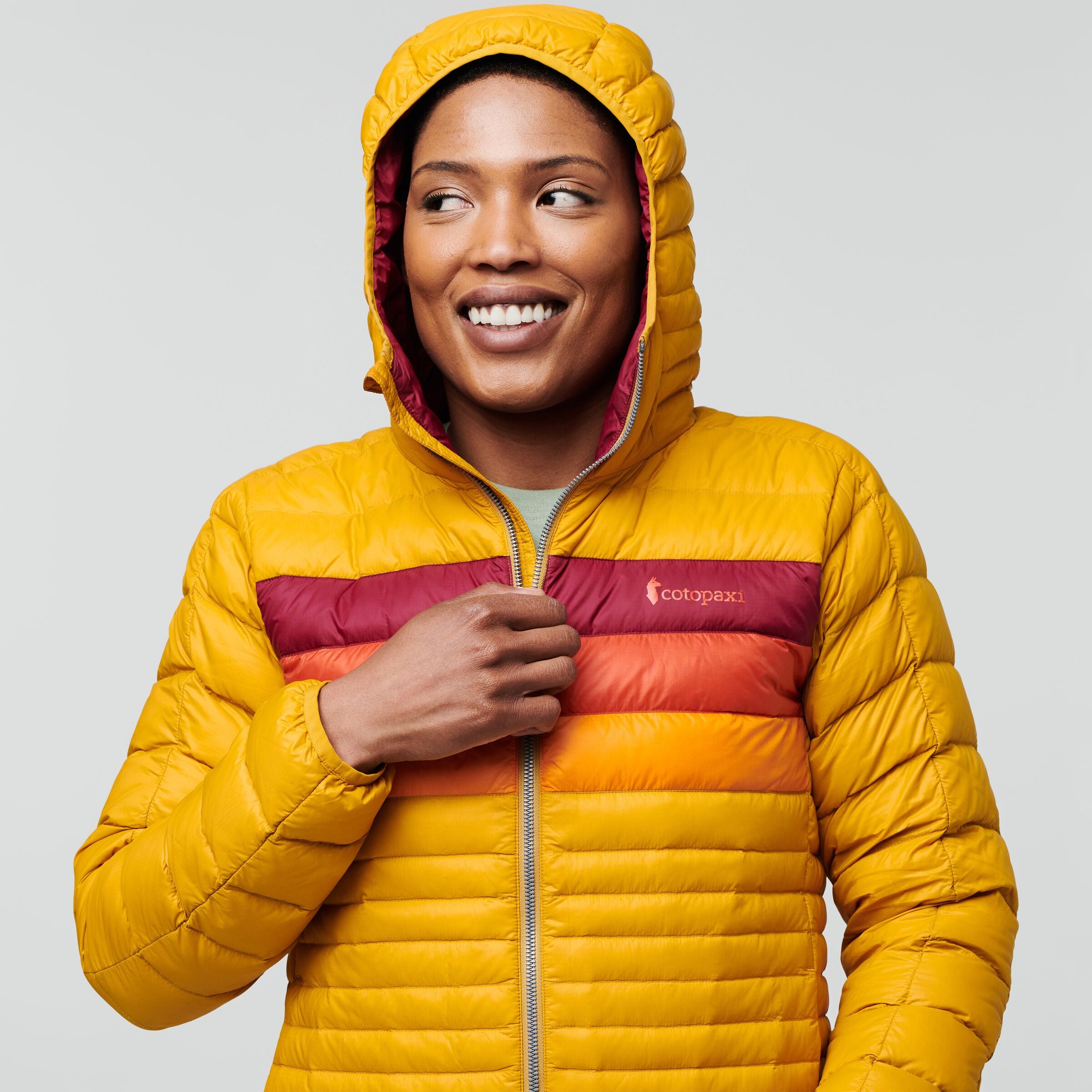 Fuego Down Hooded Jacket - Women's, Amber Stripes